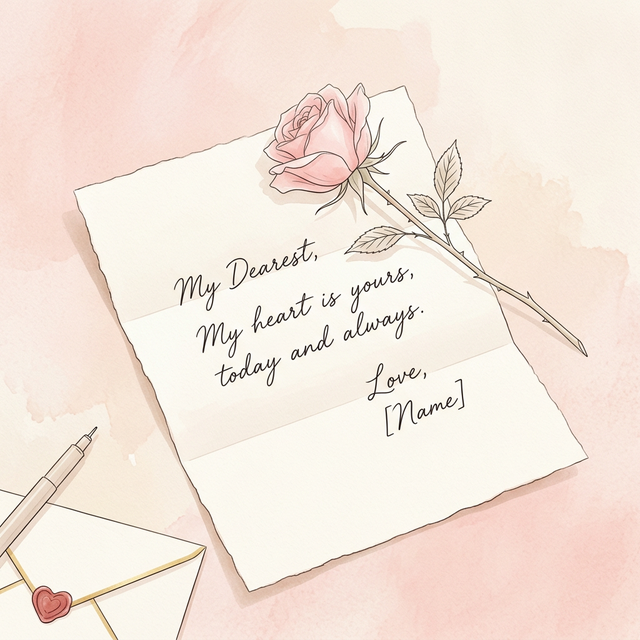 A beautifully handwritten love letter on vintage paper with a fountain pen
