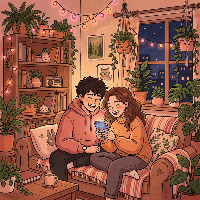 Playful couple roleplaying at home